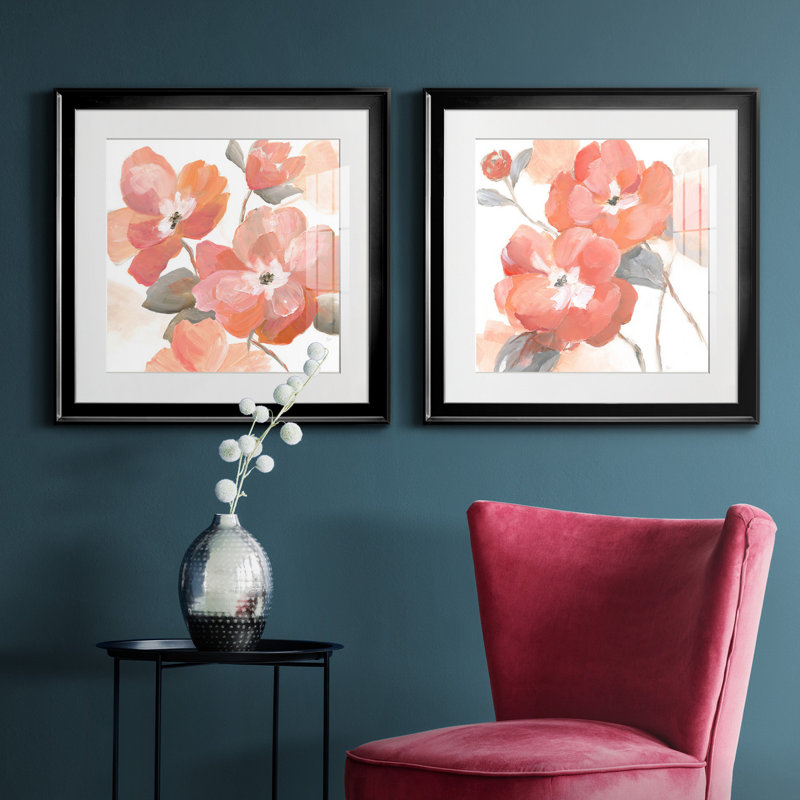 Coral Fantasy I - ensemble de 2 reproductions de cadres photo, H 26,5 po x l 53 po x P 1,5 po, Noir