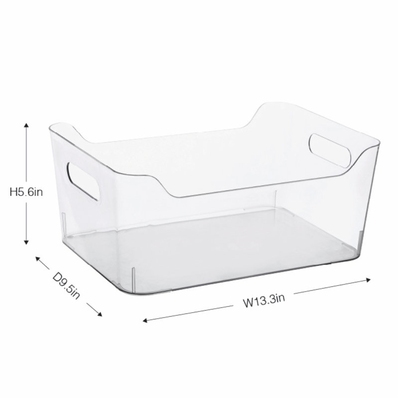 Large Rectangle Clear Fridge, Kitchen, & Pantry Stackable Storage Bin With Handle
