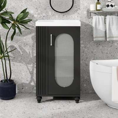 Meuble-lavabo de 20 po avec lavabo, tablette à deux niveaux, tablette réglable
