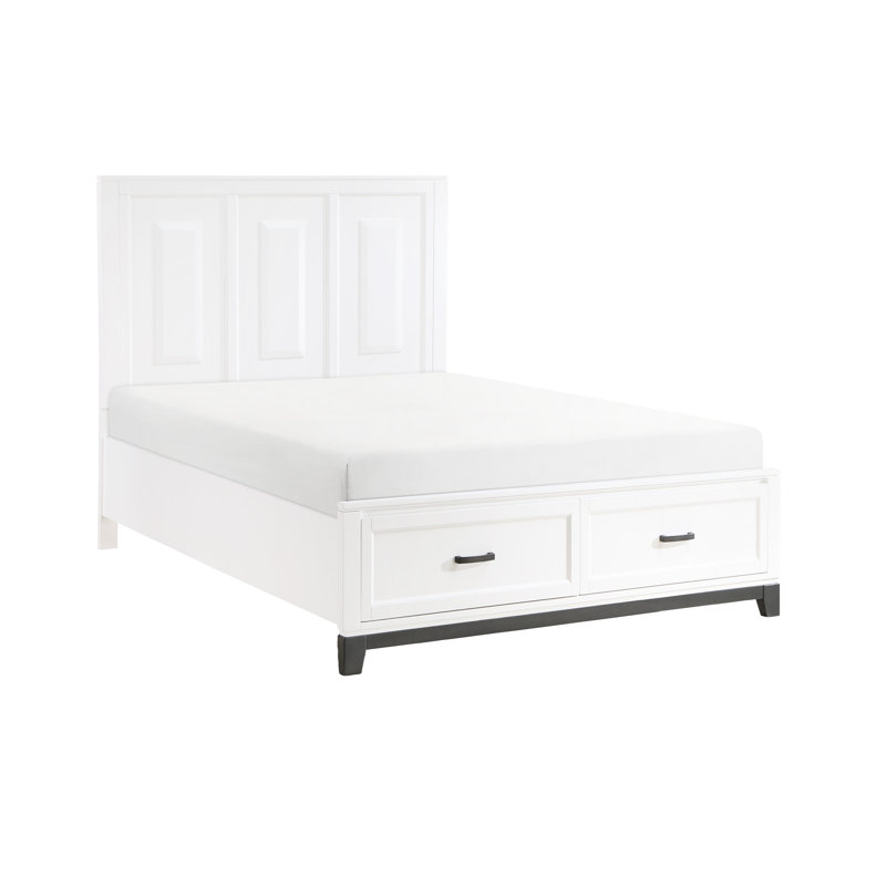 Lit plateforme grand avec rangement dans le tiroir de la chambre à coucher, lit en bois à finition tactile en bois blanc, rangement pour