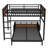 Queen Over Queen Metal Bunk Bed with Raised Guardrail — Metal Loft & Platform Bed, Walnut Finish-764102632-764102637