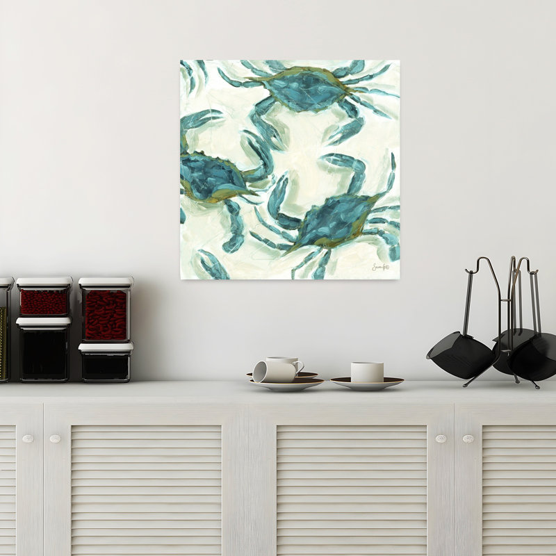 «Crab Dance», art mural côtier abstrait, H 18 po x l 18 po