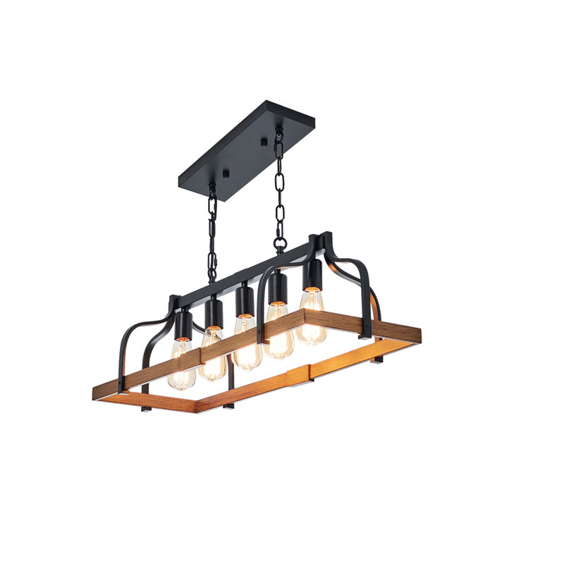 17.7 inch Wooden Farmhouse Chandelier