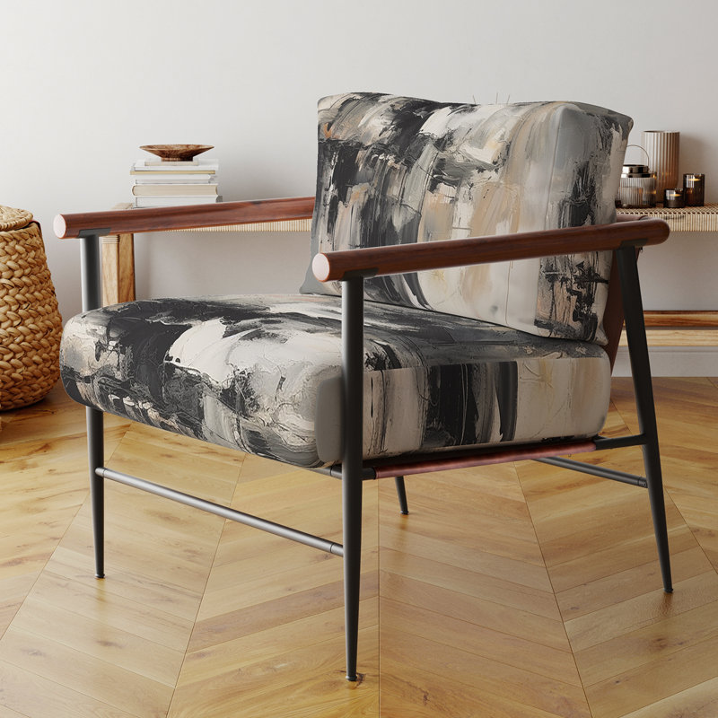 Chaise rembourrée avec accoudoirs géométrique gris et noir intérieur Inner Worlds of Marble II, Noir