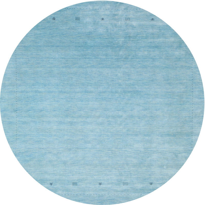 Tapis de zone bleu contemporain, Rond 3 pi