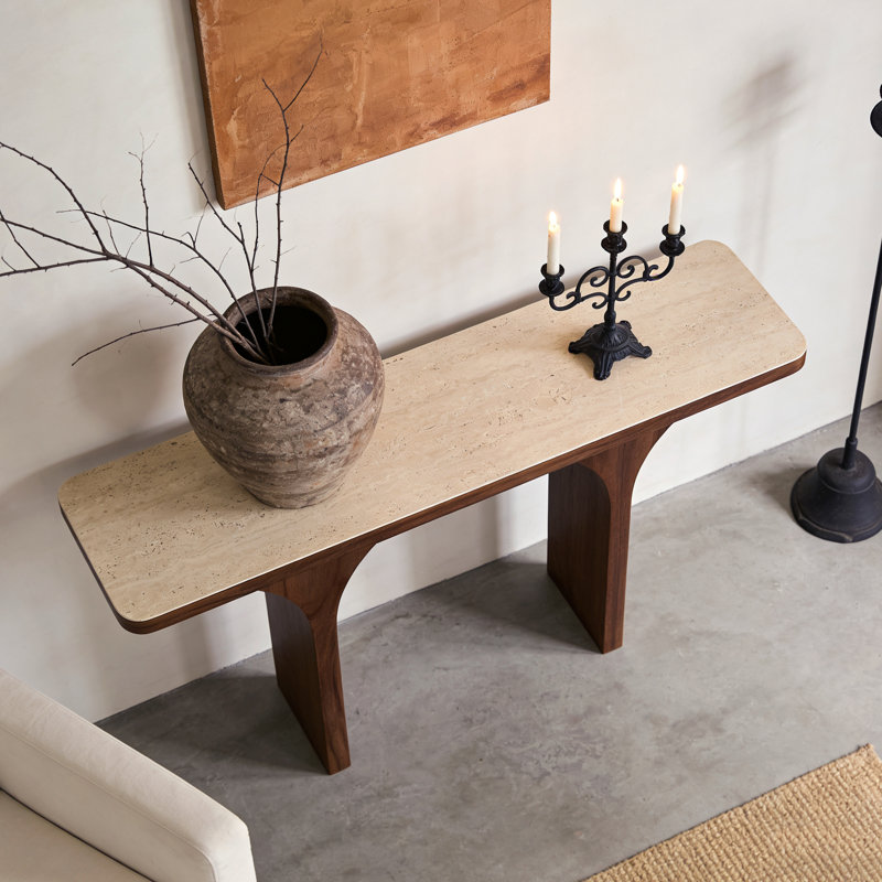 Console en pierre frittée de style italien, H 33,4 po x l 47,2 po x P 13,7 po