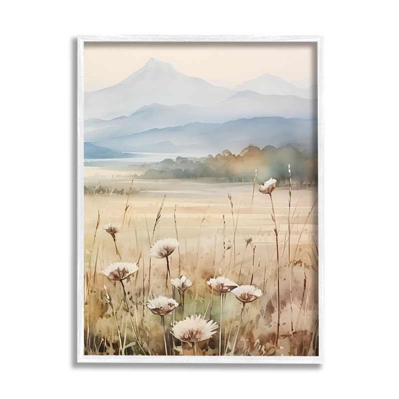 Bb-284-Foggy Peaks Landscape, peinture sur bois encadrée, Giclée encadrée blanc bord de mer, H 30 po x l 24 po x P 1,5 po