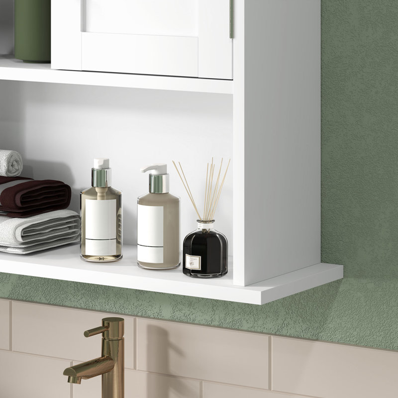 Armoire murale de salle de bain avec 2 portes, tablette réglable, blanc