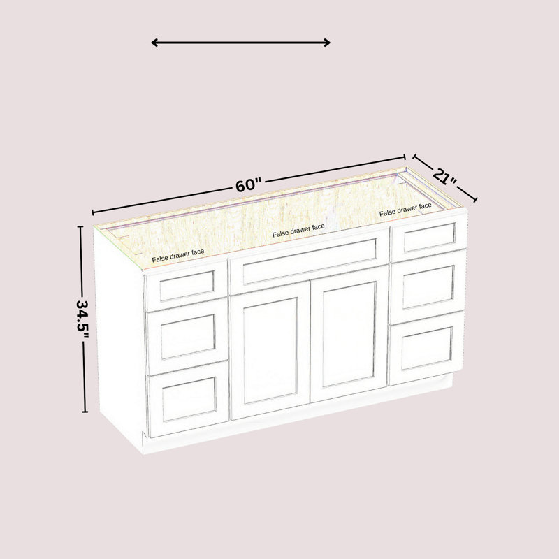 Shaker Style Bathroom Vanity Base Only, Soft Close