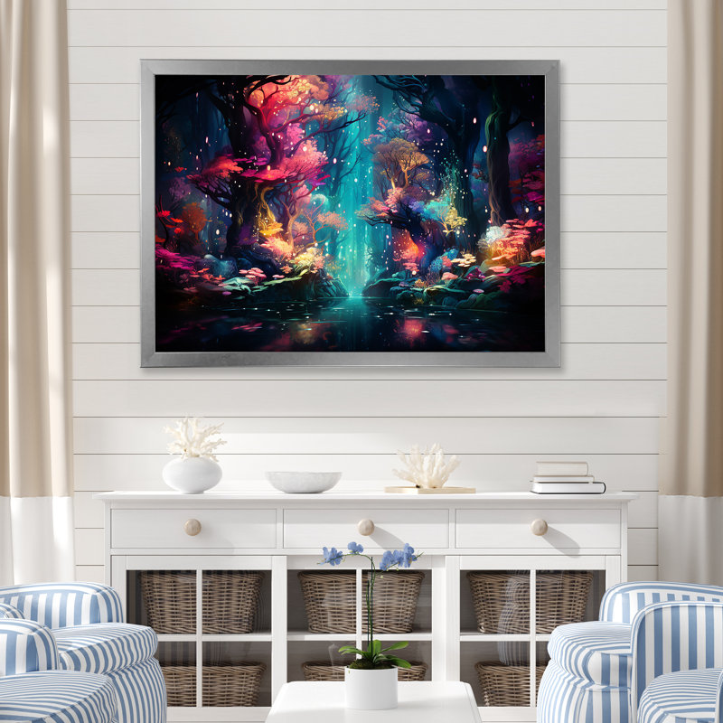 «Life In Coral Reef Paradise III», art mural bord de mer tropical, Cadre de coin argenté fermé, H 30 po x l 40 po x P 1,5 po