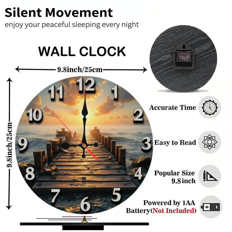 Sunset Ocean Pier Wooden Dock Wall Clock
