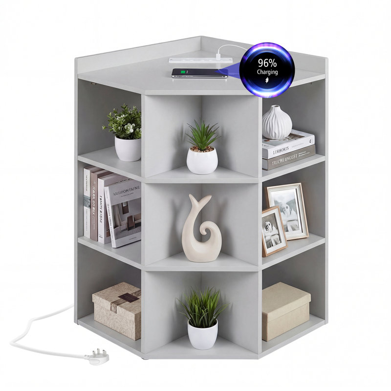 86cm H x 51cm W Corner Bookcase, Grey