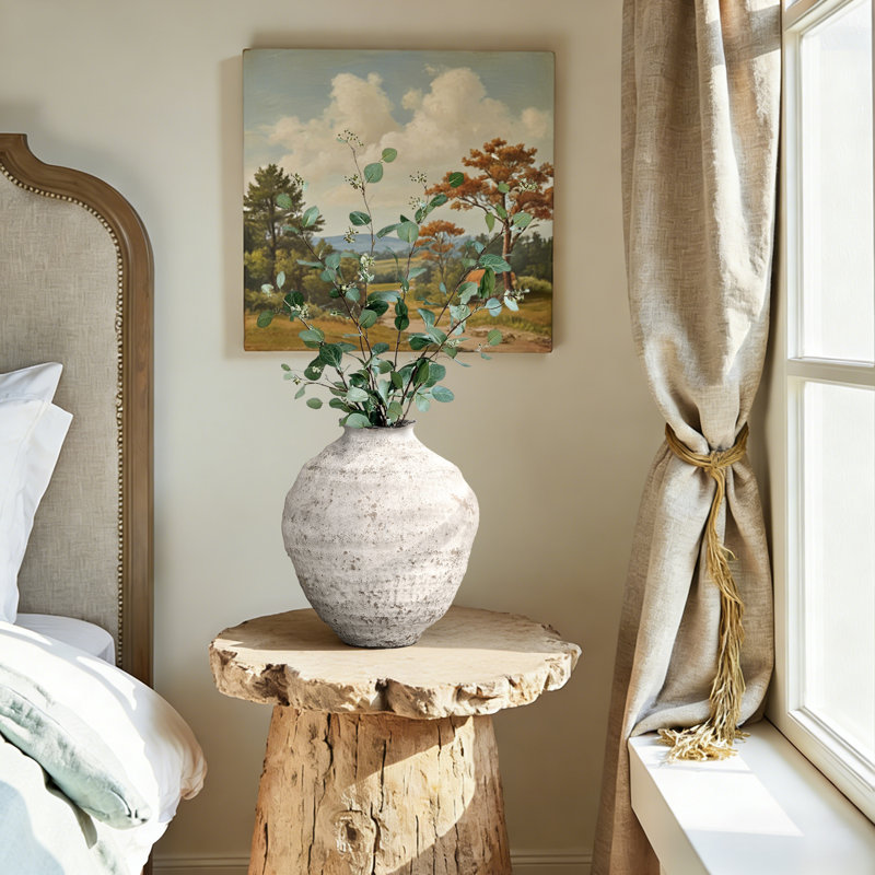 11.5'' Rustic Gray Ceramic Round Vase