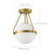 Plafonnier réglable en verre 1 lumière or blanc