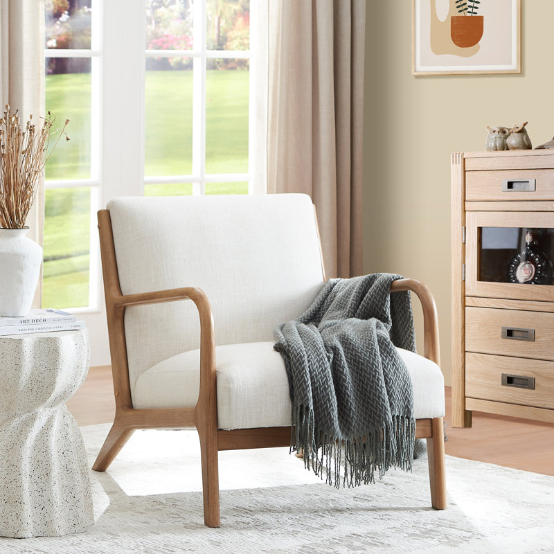 Jenasys Upholstered Accent Chair, Beige Linen