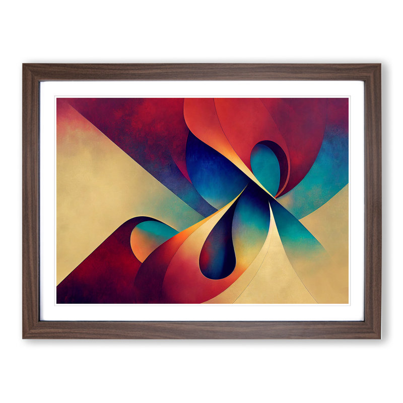 Serene Modern Abstract Art - Framed Print, 46cm H x 64cm W x 2cm D, Walnut