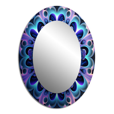 Mandala céleste en mauve mystérieux et bleu II - miroir mural ovale bohémien
