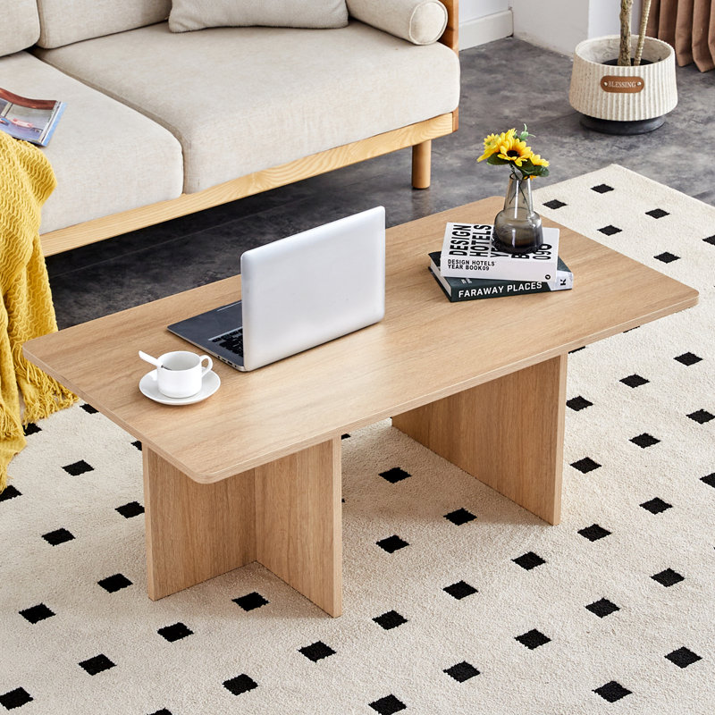 Minimalist Rectangular MDF Coffee Table, Walnut