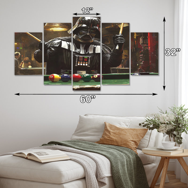 Dark Vader Playing Billiards IV - Billiards Wall Art Print Set