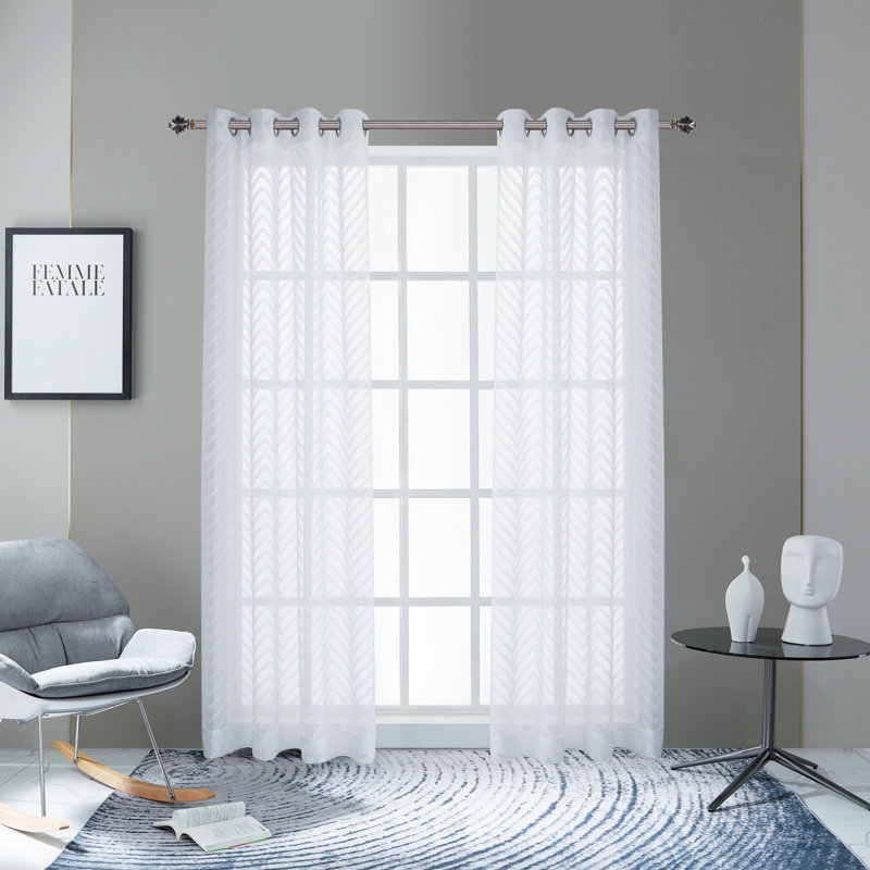Panneau de rideau simple à oeillets transparents Ingrassia, 52 po x 108 po