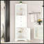 Grande armoire triangulaire blanche avec 3 tiroirs et tablettes réglables pour la salle de bain-1227321544