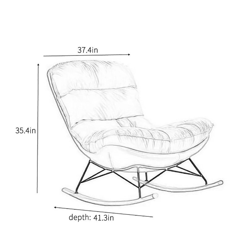 Chaise berçante moderne et confortable, Jaune / blanc cassé