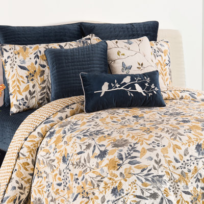 Natural Home Blue/Yellow/Grey/White Reversible Quilt Set