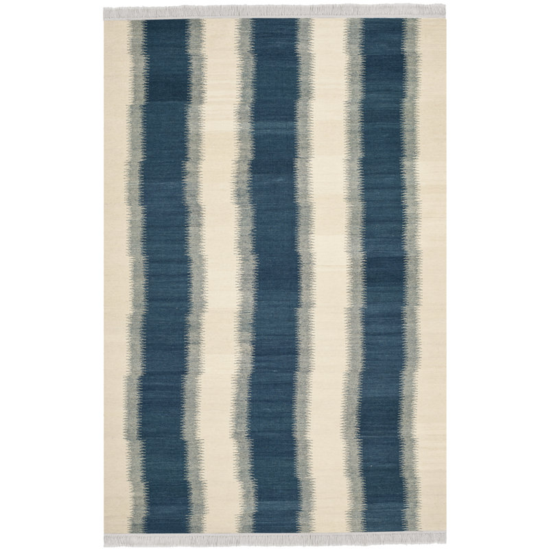 Fitzpatrick Hand Woven Wool Striped Rug, Rectangle 6' x 9'