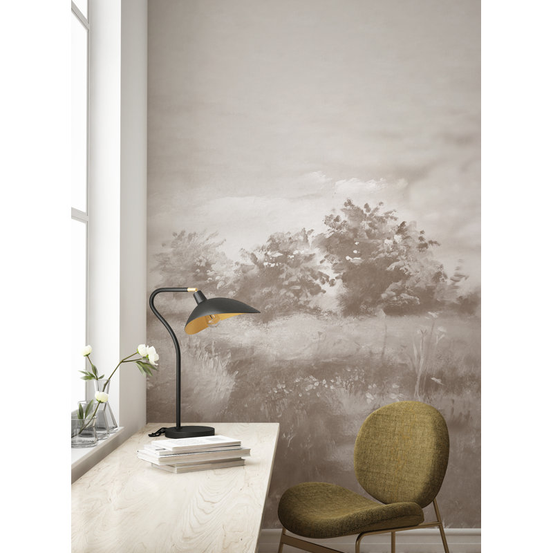 Papier peint adhésif vintage Art Landscape, L 96 po x l 96 po, Brun