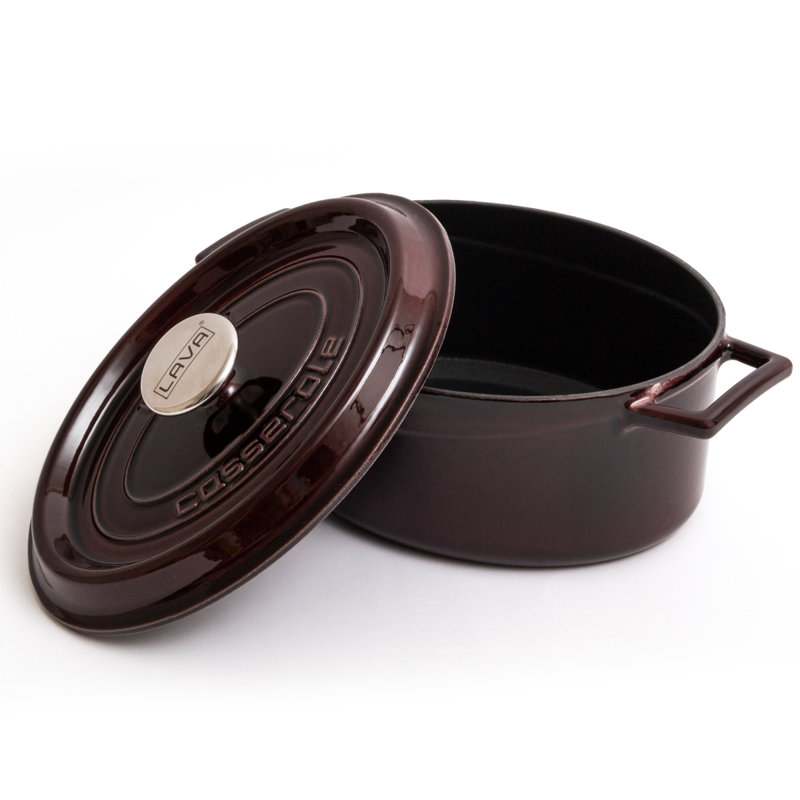 LAVA Enameled Cast Iron Oval Dutch Oven With Lid, Dishwasher Safe, Black, 4 quarts