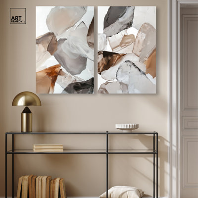 «Sediment & Remnant Hues», reproduction d'art sur toile, ensemble d'art mural bohème doré par Art Remedy, galerie tendue, 10 x 15
