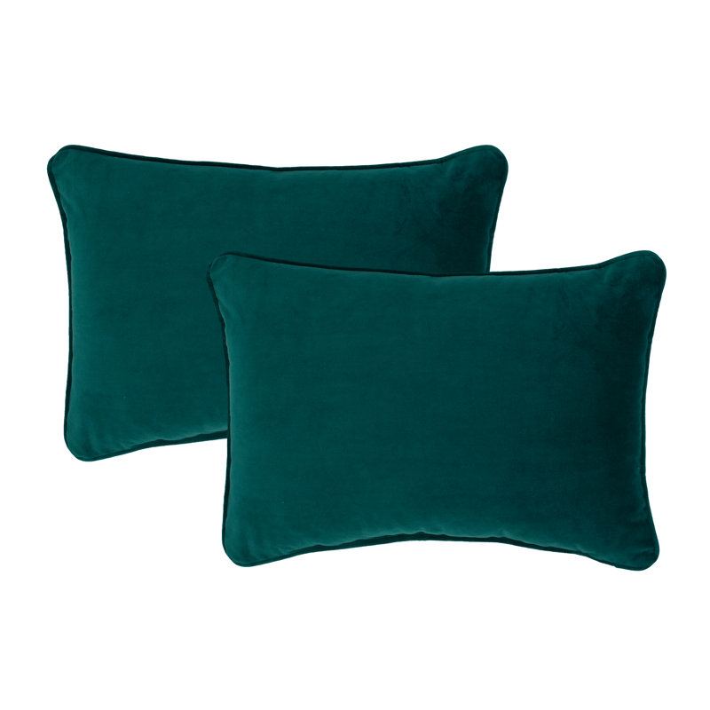  Square Velvet Pillow Cover & Insert, Teal, 13" x 19"