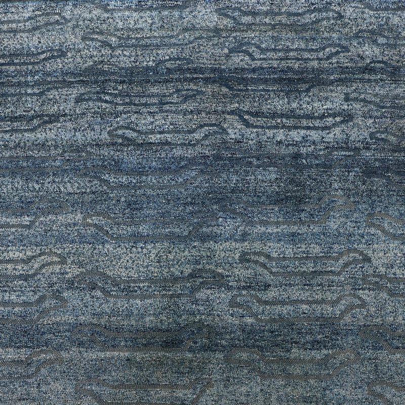 Alchemy Contemporary Wool Silk Blend Rug, Blue, Rectangle 4'2" x 5'11"