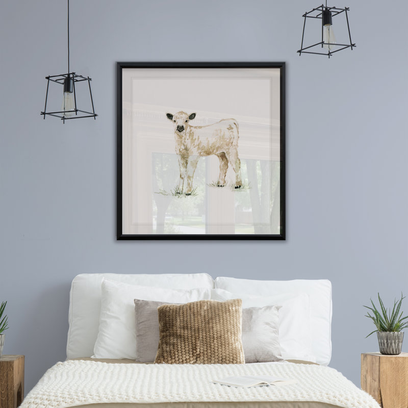 Bébé veau - reproduction de cadre photo, H 17,5 po x l 17,5 po x P 1,5 po