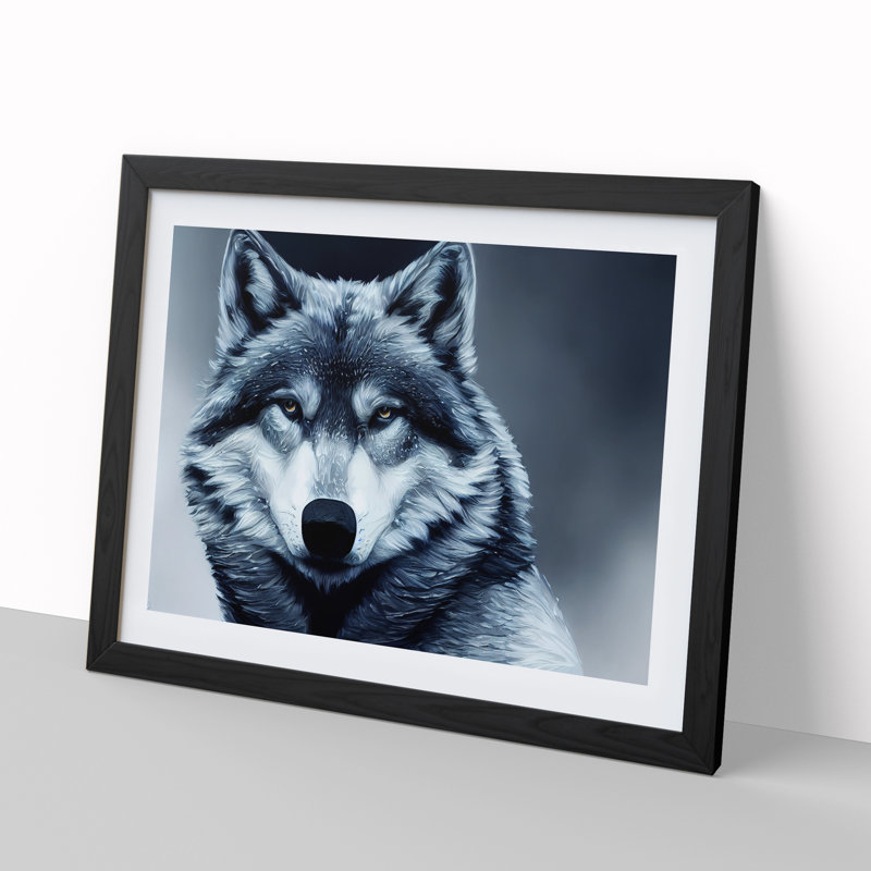 XH1022-10274X Wolf Portrait Vol.4 - Single Picture Frame Print, 46cm H x 64cm W, Black