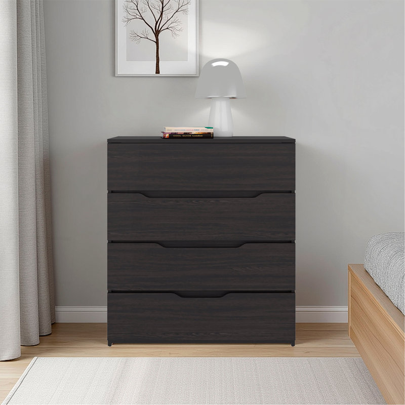 Commode à quatre tiroirs Aralia, plateau supérieur, wengé noir