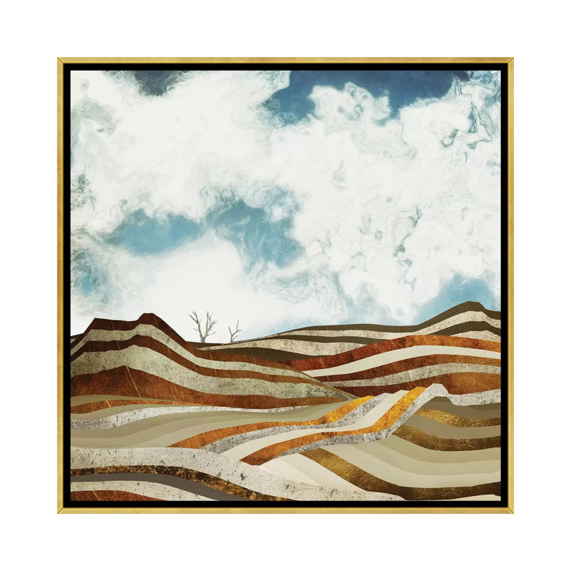 Desert Calm - impression d'art graphique, Toile encadrée d'or, Aucun mat, H 18 po x l 18 po x 1,5 po