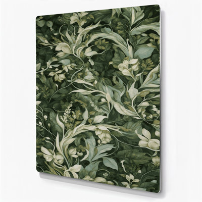 Abstrait floral vert 52, art mural en métal