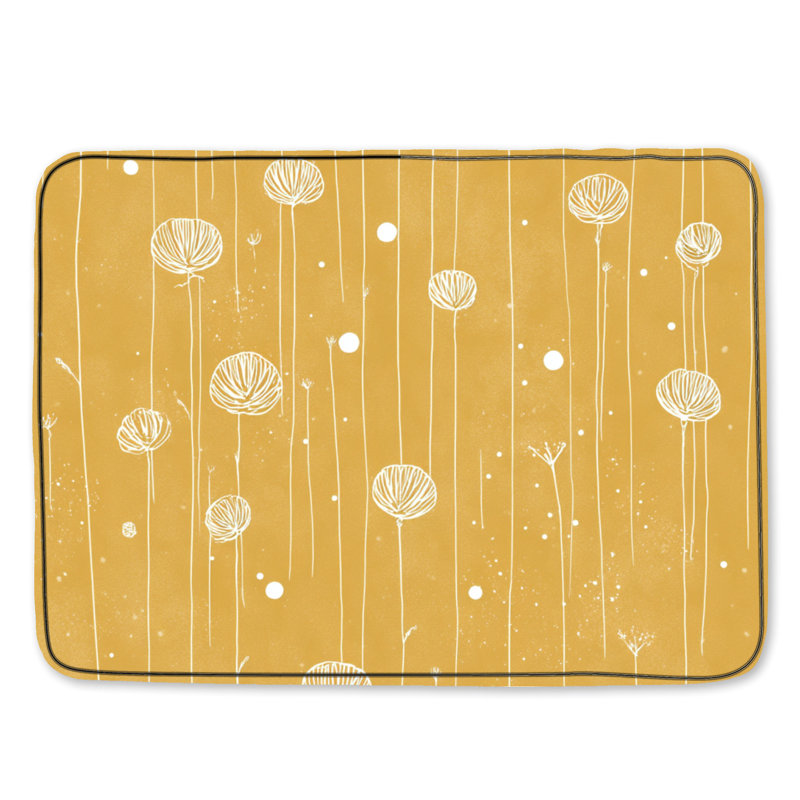 Fleurs, tapis de bain, décoration florale de salle de bain scandinave, Simple - L 24 po x l 17 po, Floral orange