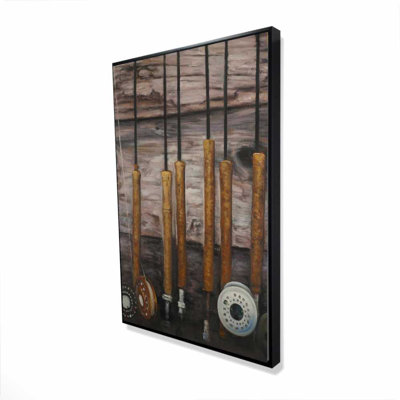 Fishing Rods on Wood - Still Life Man Cave Canvas Decor