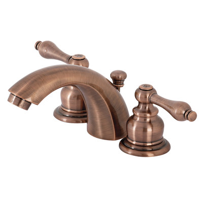 Kingston Brass Victorian Two-Handle 3-Hole Deck Mount Mini-Widespread Bathroom Faucet with Plastic Pop-Up