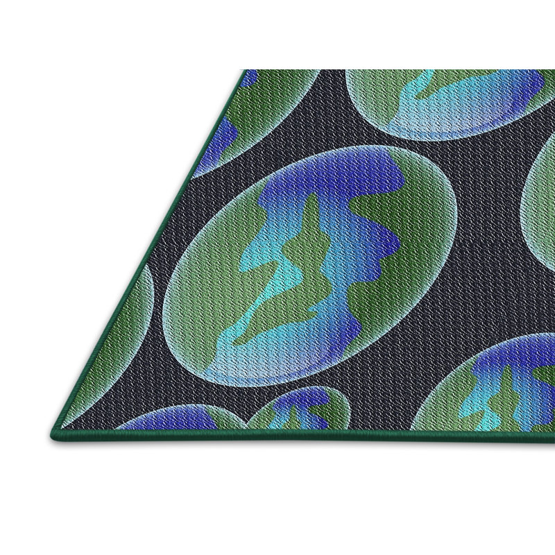 Tapis bleu/mauve à motifs, Rectangle 5 pi x 7 pi