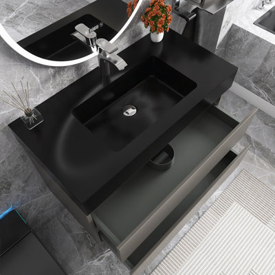 36 po Meuble-lavabo simple mural avec plateau