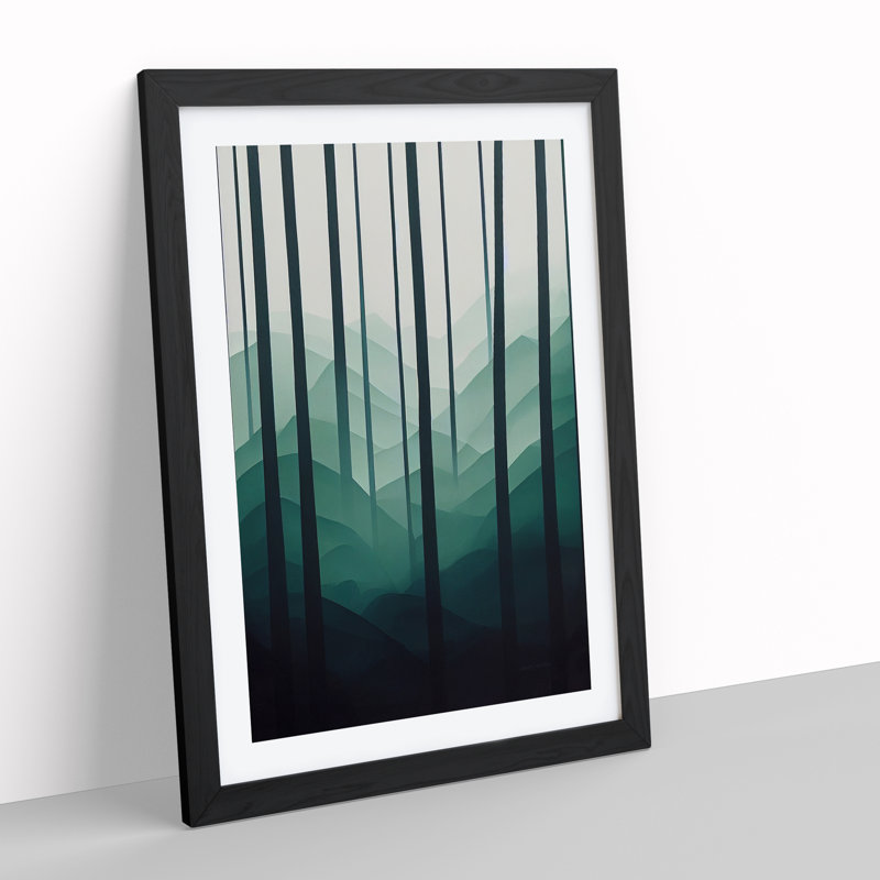 Forest Zen Abstract 1 Piece Single Picture Frame Wall Art, 46cm H x 34cm W x 2cm D, Black