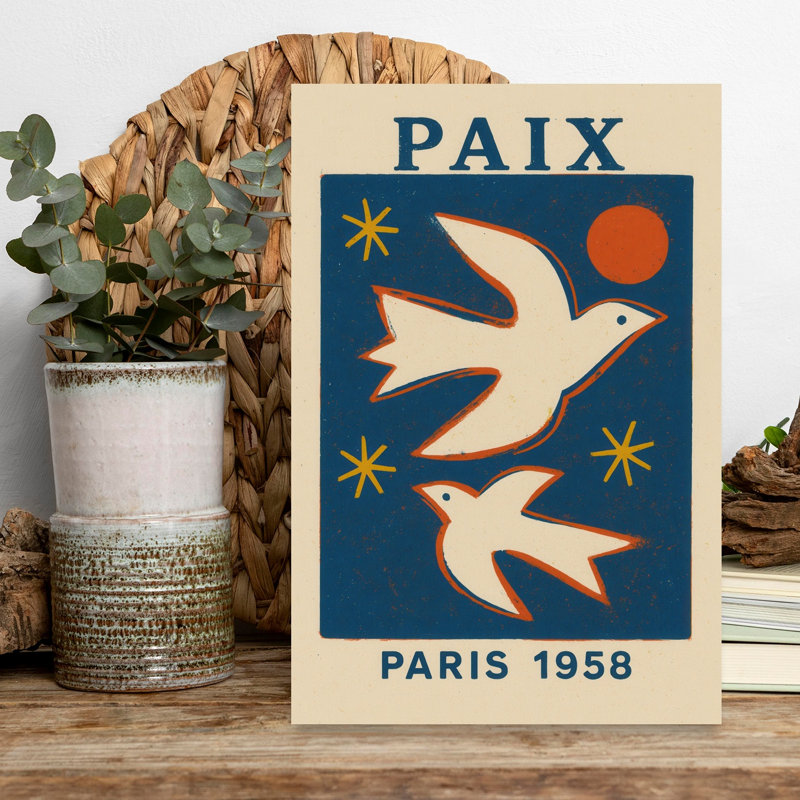 Paix Abstrait Minimaliste Moderne Paysage d'Oiseaux Nature Impression d'Art Murale, 18" H x 12" W