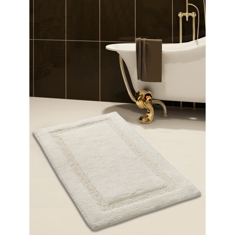 Ensemble de tapis pour salle de bain à rayures 100% coton Purifoy, Ivoire