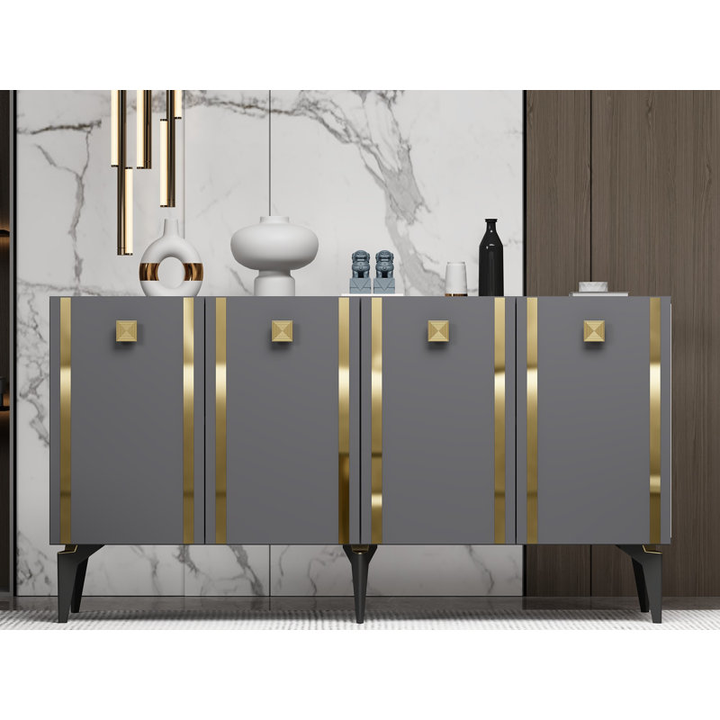 Olivia 79cm Sideboard, Anthracite/Gold