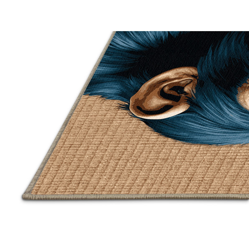 Washable Common Chimpanzee Wildlife Area Rug, Square 8'