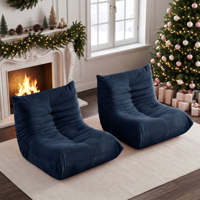Large Bean Bag Chairs for Adults Set of 2, Memory Foam Lounge Chair,  Corduroy Giant Armless Bean Bag Chair, Lazy Floor Sofa for Bedroom Livingroom Gaming