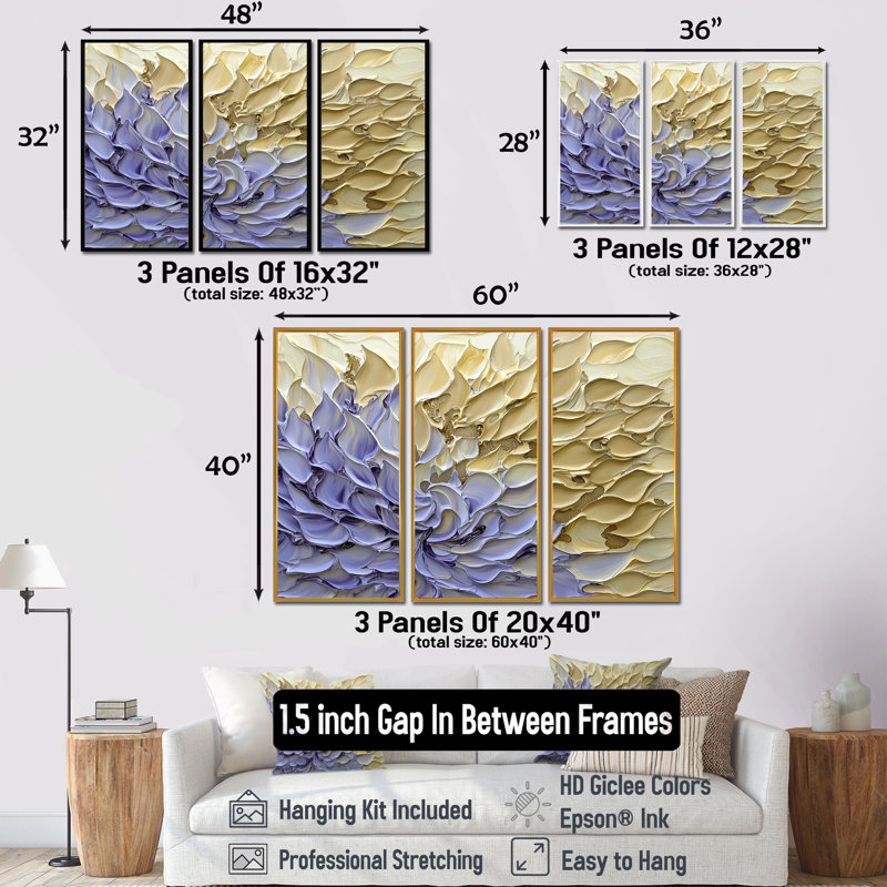 «Purple Pathway of Flower Petals I - Abstract Botanicals», ensemble de reproduction d'art mural, Brown, H 28 po x l 36 po